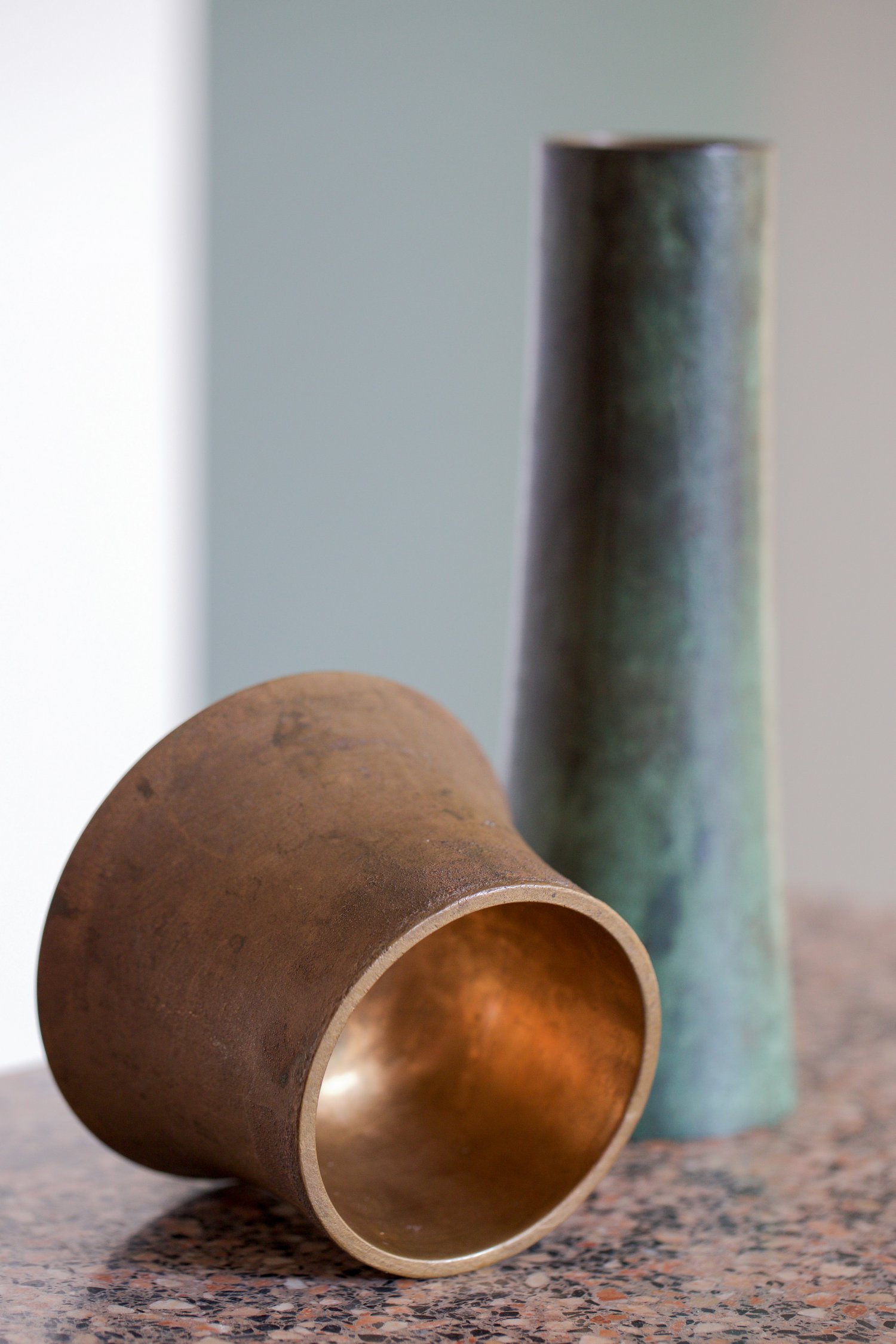 Angelo Mangiarotti bronze vases