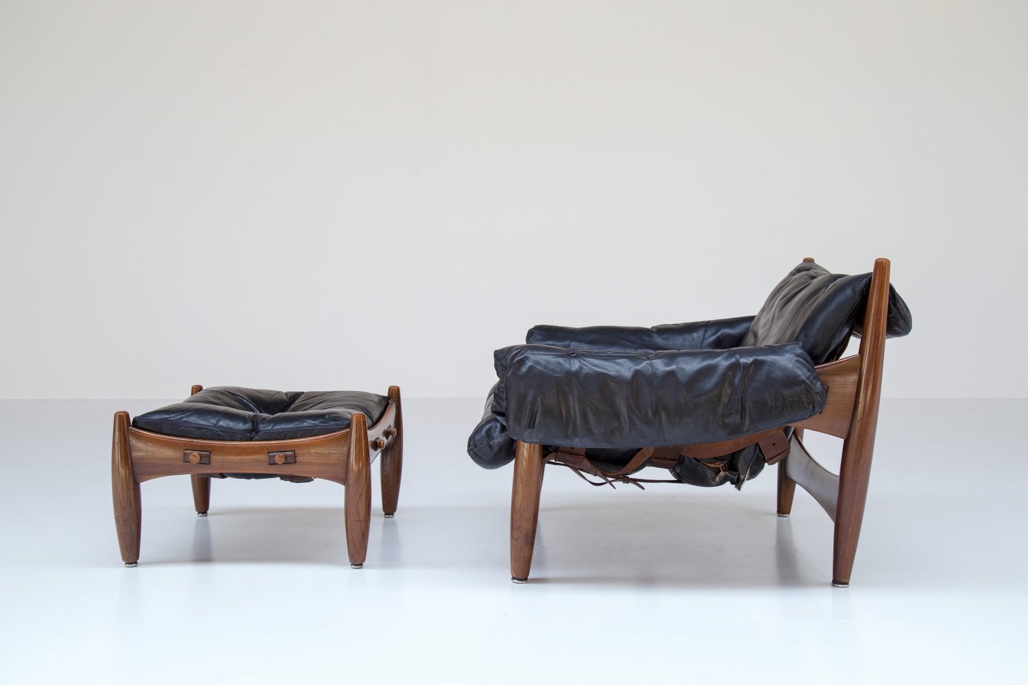 Sergio Rodrigues 'Sheriff' chair and ottoman.