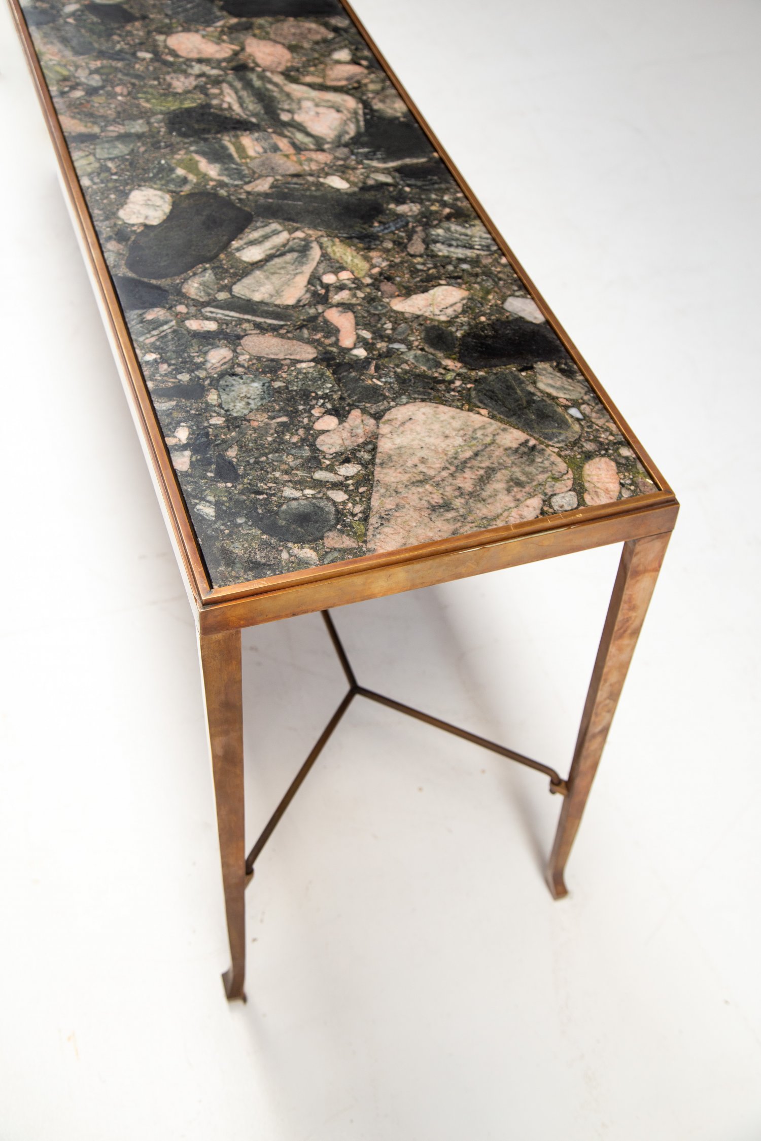 Dries Van Noten console in brass and marble.