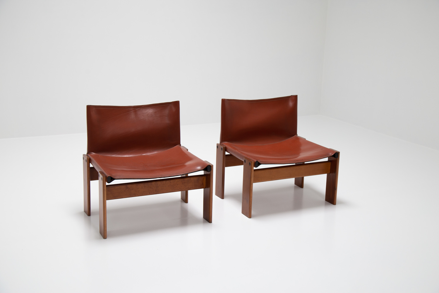 Pair of low 'Monk' chairs by Afra & Tobia Scarpa