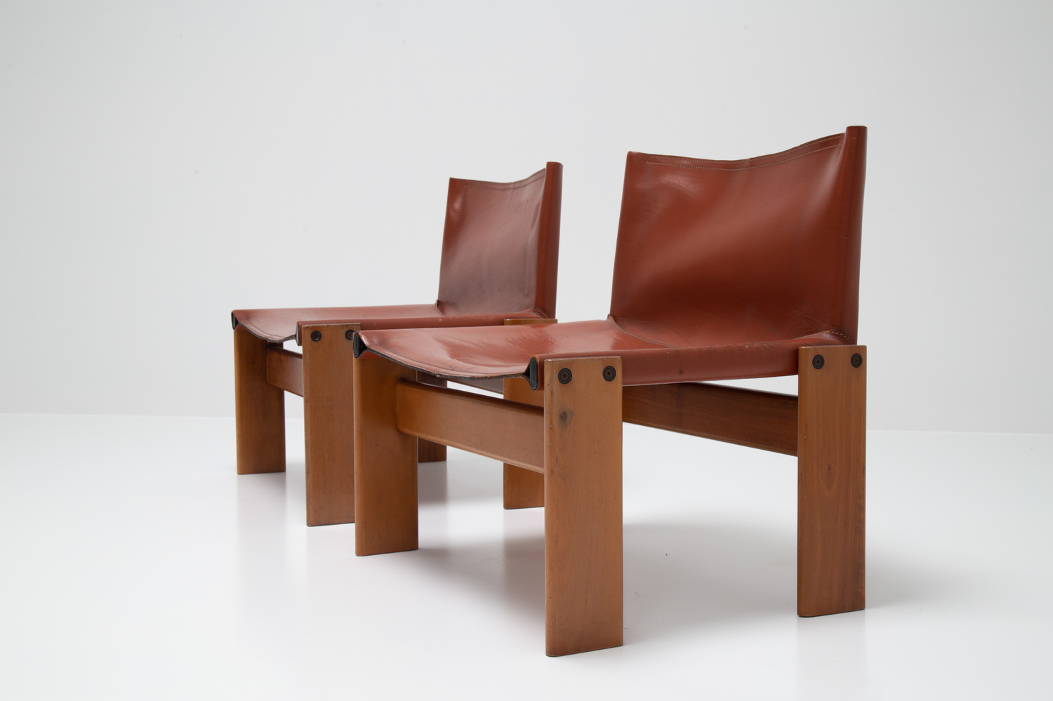 Pair of low 'Monk' chairs by Afra & Tobia Scarpa