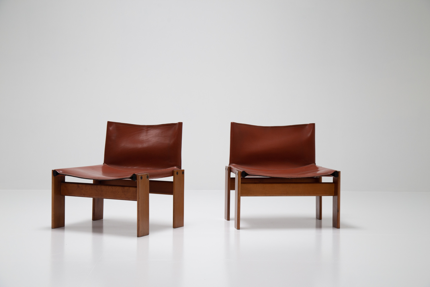 Pair of low 'Monk' chairs by Afra & Tobia Scarpa