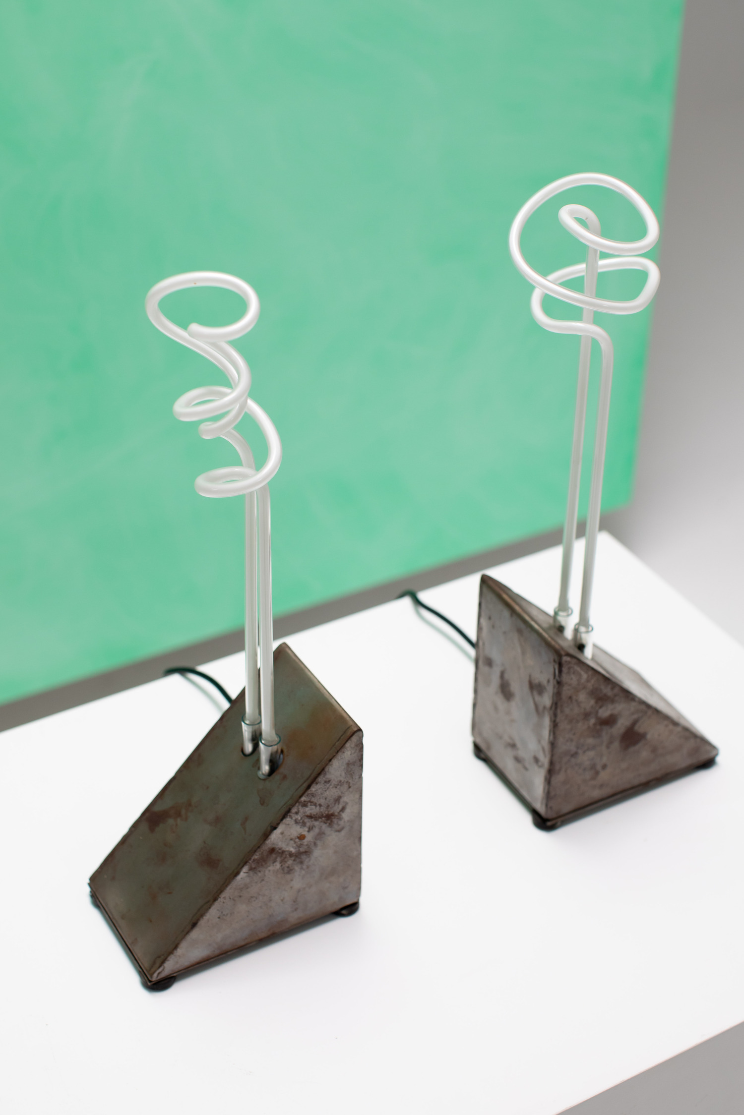 Pair of neon lights / bookends by Pentagon group / Gerd Arens