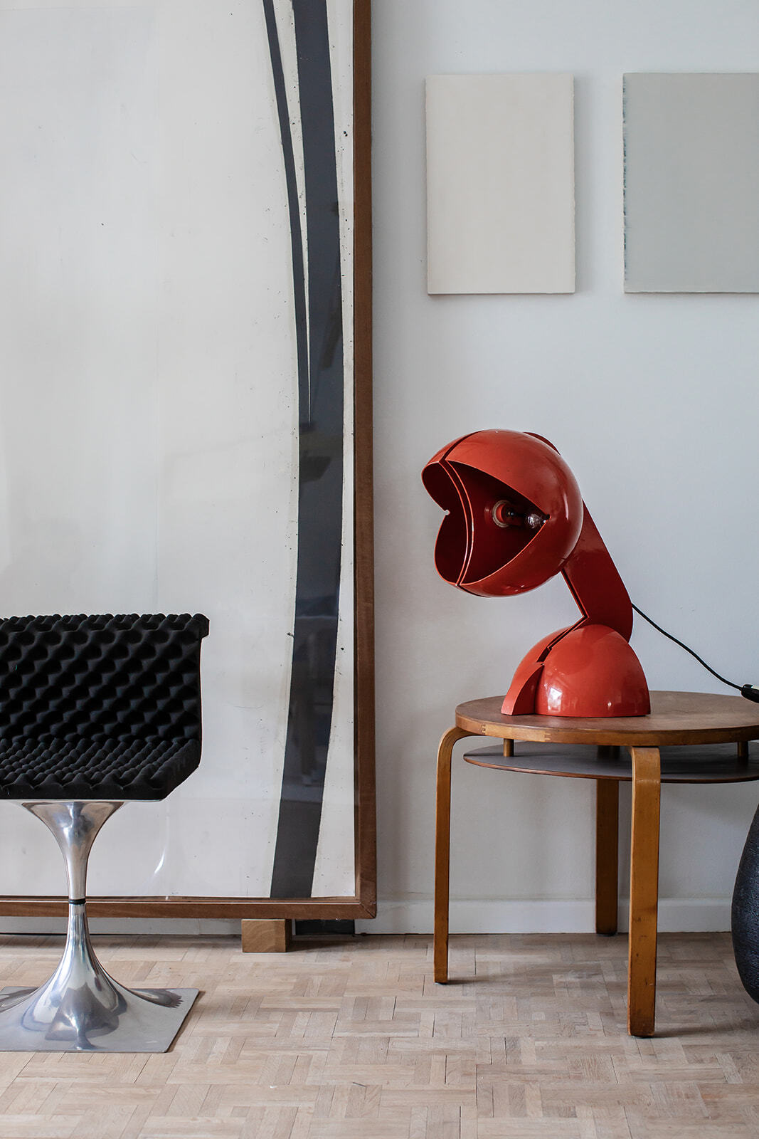 Rare orange La Ruspa lamp by Gae Aulenti