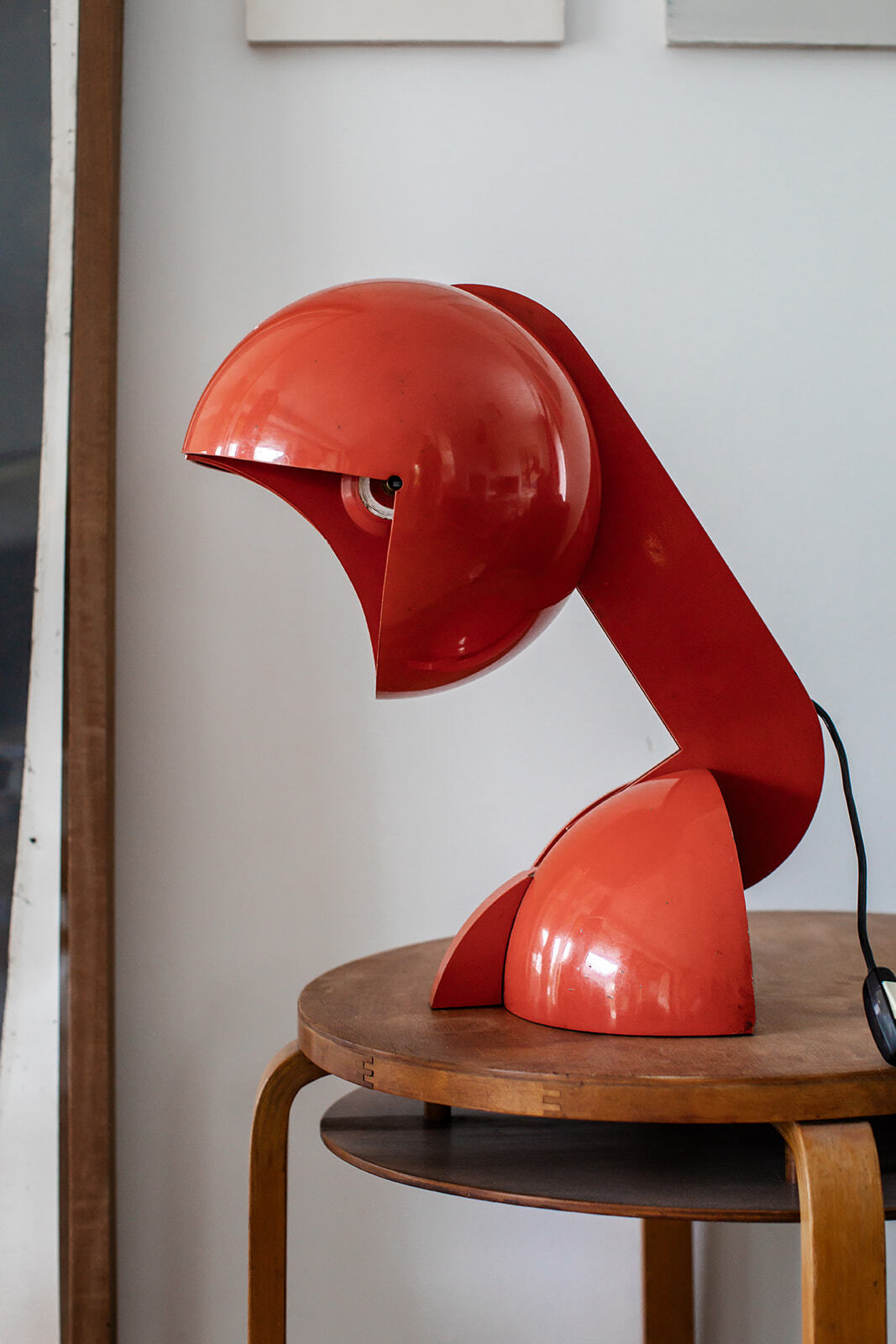 Rare orange La Ruspa lamp by Gae Aulenti